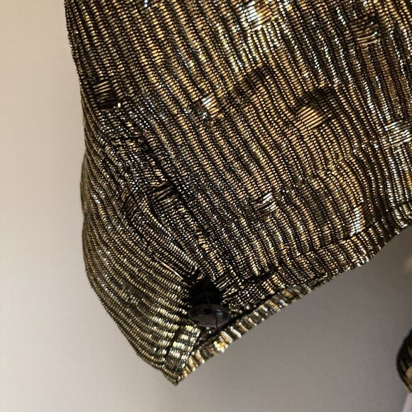 Vintage 1970s Disco Top Blouse Metallic Gold Medium Polka Dot NOS Deadstock - Picture 2 of 11